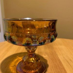 Vintage Amber Carnival Glass Compote